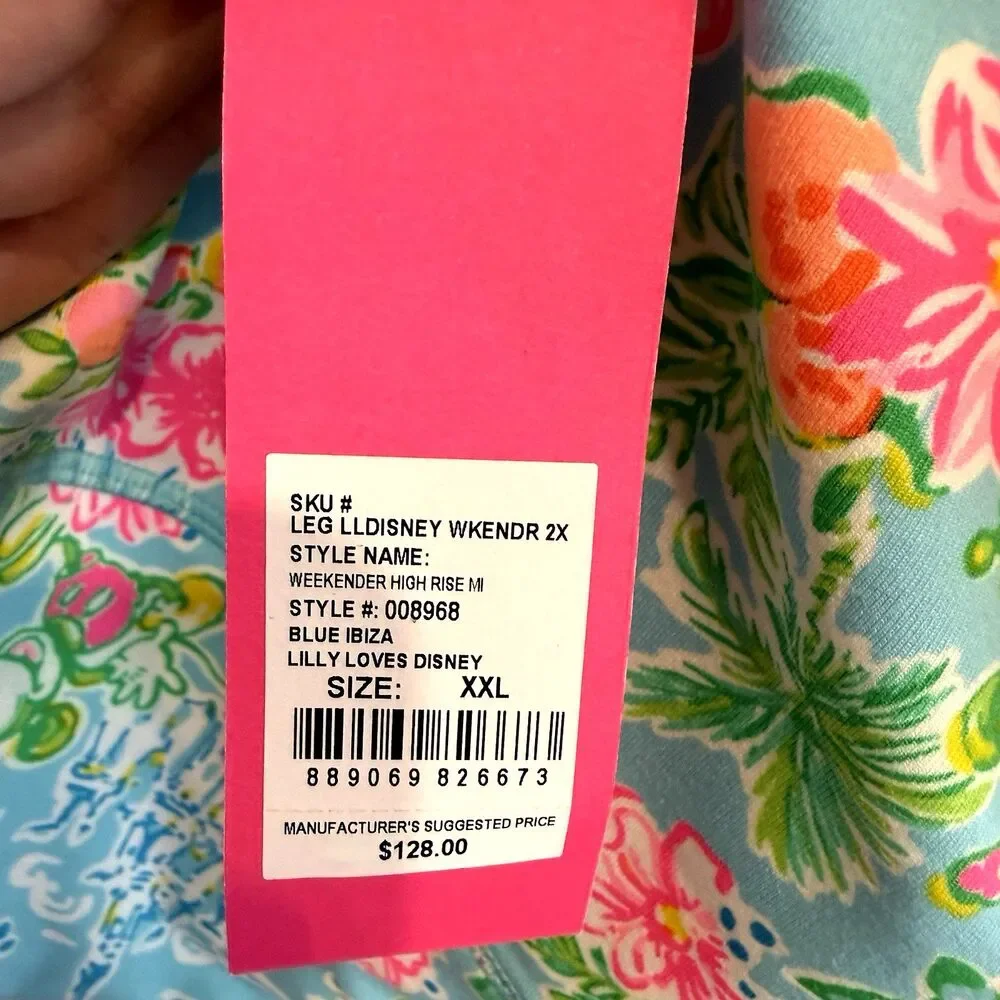 NWT Disney x Lilly Pulitzer Sz XXL Weekender Leggings Blue Ibiza Crop High Rise - Picture 4 of 10